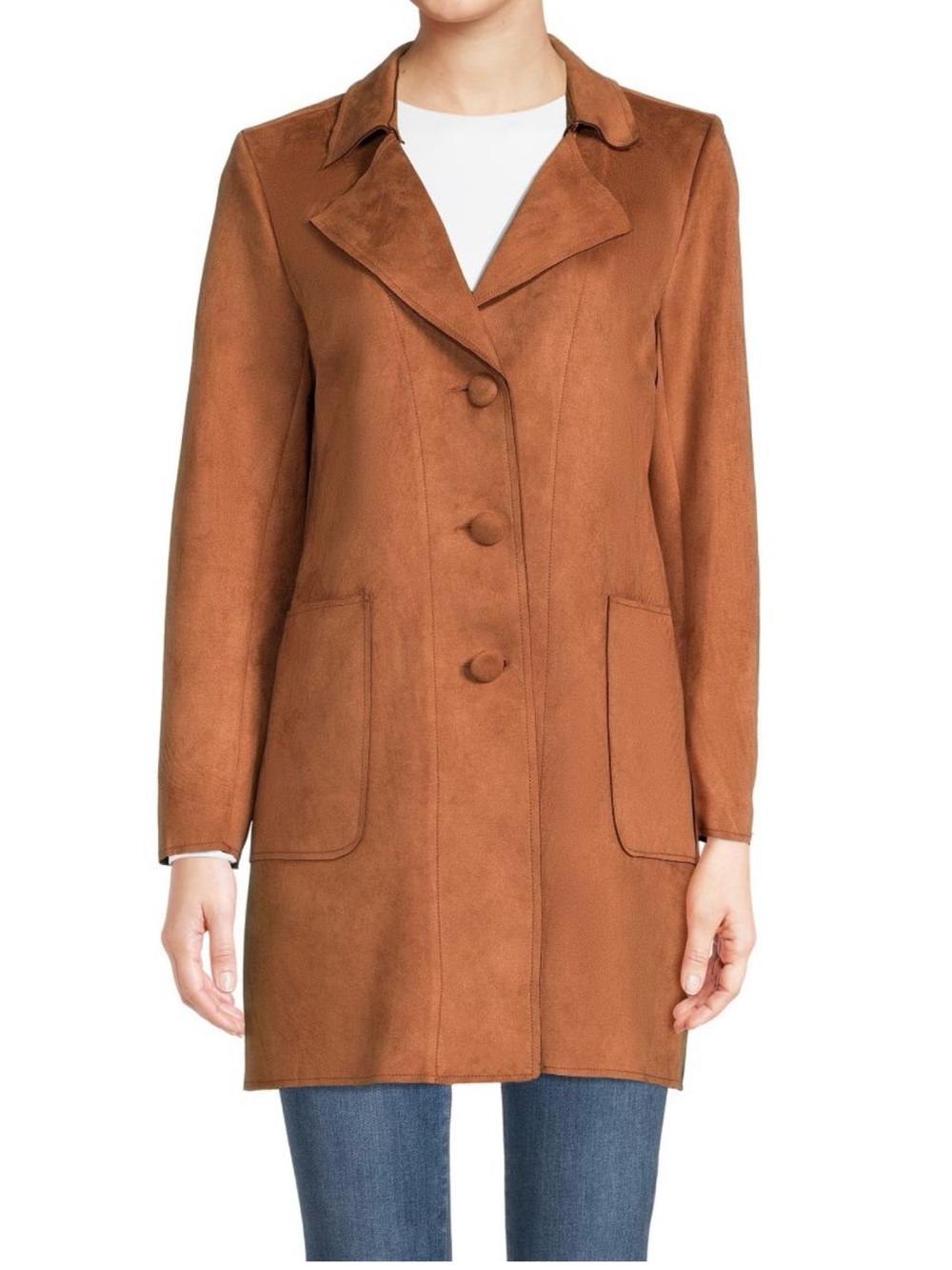 The Magaschoni x Anthropologie Faux Suede Tan Caramel Light Coat Sz L